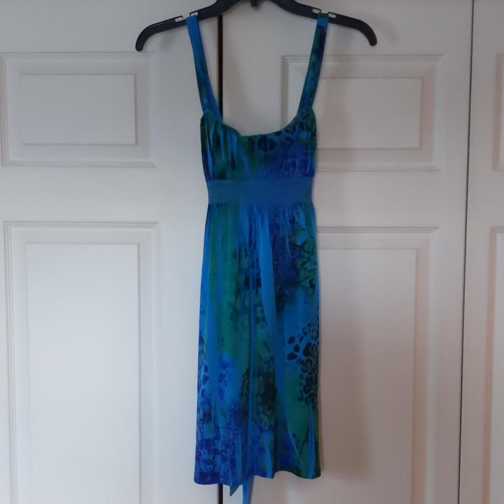 Blue and green sleeveless dress size small.